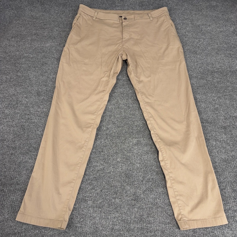 Birddogs Chino Pants Mens 38x32 Khaki Cotton Stretch Golf Performance Lined READ